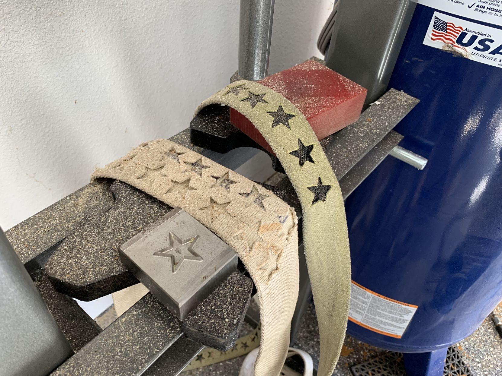Making flags from recycled fire hoses in Napa